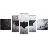 Quadro Decorativo Mosaico 5 Peças Batman Simbolo Mdf