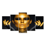 Quadro Decorativo Mosaico Estetica Dourado Preto 158x65