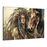 Quadro Decorativo Mulher Indígena Cavalo Canvas Artistico02