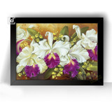 Quadro Decorativo Orquídea Branca E Roxa