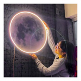 Quadro Decorativo Painel Neon Led Lua Cheia Iluminação 60