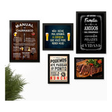 Quadro Decorativo Parede Bonita 5 Peças Cantinho Churrasco