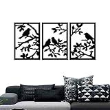 Quadro Decorativo Pássaro Vazado   MDF 3mm Cor PRETO