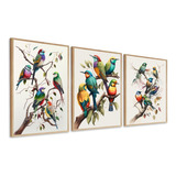 Quadro Decorativo Pássaros Coloridos Moderno Luxo
