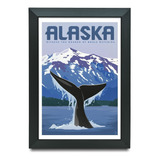 Quadro Decorativo Poster Retro Vintage Alaska Baleia