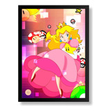 Quadro Decorativo Princesa Peach Super Mario Com Moldura