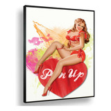 Quadro Decorativo Retro Pin up C Moldura Poster A3 45x33cm