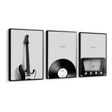 Quadro Decorativo Rock Guitarra Vinil Radio Música Lindo Top