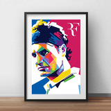 Quadro Decorativo Roger Federer Tenis Poster Moldura 43x33