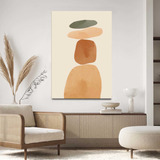 Quadro Decorativo Sala Abstrato Bege Marrom Pedras 100x70 Cor Colorido Armação Impressão Nas Laterais