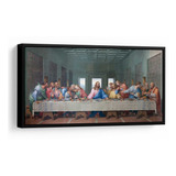 Quadro Decorativo Santa Ceia 122x61 Cm Moldura Preta Jesus