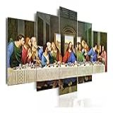 Quadro Decorativo Santa Ceia Jesus Apóstolos Mosaico Religioso 5 Peças