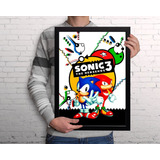 Quadro Decorativo Sonic A3 - Com Acrílico Na Frente Poster