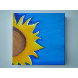 Quadro Decorativo Tela De Girassol Pintada A Óleo