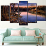 Quadro Decorativo Veados 5 Partes 130x65