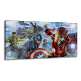 Quadro Decorativo Vingadores B 3 Em Tecido Canvas 130x60