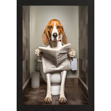 Quadro Divertido Cachorro Banheiro