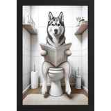 Quadro Divertido Cachorro Banheiro