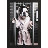 Quadro Divertido Cachorro Banho