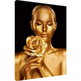 Quadro Dourado Mulheres Gold Tela Canvas Decoração Promoção