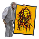 Quadro E Moldura Reggae Marley Wailers Rastafari Jah 84x60cm