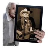 Quadro E Moldura Willie Nelson Country Music Usa 30x21cm