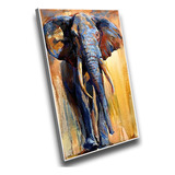 Quadro Elefante Pintura Óleo C moldura
