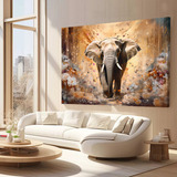 Quadro Elefante Sabedoria Moderno Pintura Abstrato 100x180cm