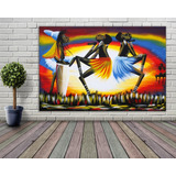 Quadro Em Canvas Arte Africana Mulheres Dançando Pintura
