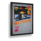 Quadro Emoldurado Poster Metroid Nes Cover Game Antigo A3