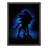 Quadro Emoldurado Poster Sonic Game Retro Personagem A4