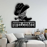 Quadro Escultura De Parede Em Mdf 70cm Welcome Cowboy