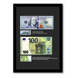 Quadro Expositor Porta Cedulas De 100 Dolares E 100 Euros