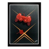 Quadro Geek 3d Gamer Com Moldura 33x45cm Joystick Em Relevo