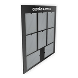 Quadro Gestão A Vista 8 Displays A4 Em Acm Preto Fosco