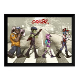 Quadro Gorillaz Banda Rock Arte Beatles Poster Moldurado