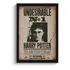 Quadro Harry Potter Cartaz Procurado - A4 C/ Moldura E Vidro