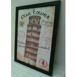 Quadro Itália Torre De Pisa Cartão Postal Retrô Vintage