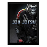Quadro Jiu Jitsu Decoração Dojo Gorila Kimono Arte