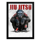 Quadro Jiu Jitsu Decoração Dojo Kimono Macaco Arte