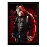 Quadro Jiu Jitsu Decoração Dojo Pit Bull Kimono Arte