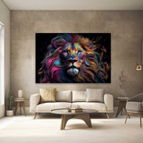 Quadro Leão Colorido Arte 150x100 Decorativo