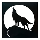 Quadro Lobo Uivando Ferro Pintura Eletrostática Corte Laser