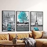 Quadro Londres Árvore Da Vida Azul Tiffany Torre Eiffel  Com MOLDURA 