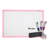 Quadro Lousa Branco Uv Soft Colors 40x30 Moldura Rosa Stalo