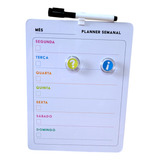 Quadro Lousa Planner Planejamento Semanal Magnético Caneta