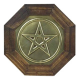 Quadro Madeira Estrela Pentagrama Feng Shui Proteção 18cm