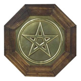 Quadro Madeira Estrela Pentagrama Feng Shui Proteção 18cm