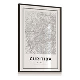 Quadro Mapa Cidade Curitiba Paraná Brasil 43x63cm Vidro