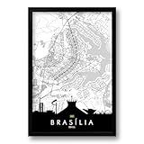 Quadro Mapa Urbano Cidade De Brasília 40x60cm